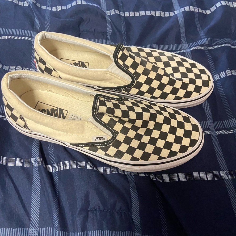 checkered slip on vans